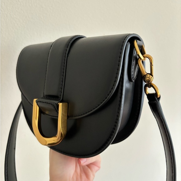 Charles & Keith Mini Gabine Saddle Bag - Black - Picture 7 of 15